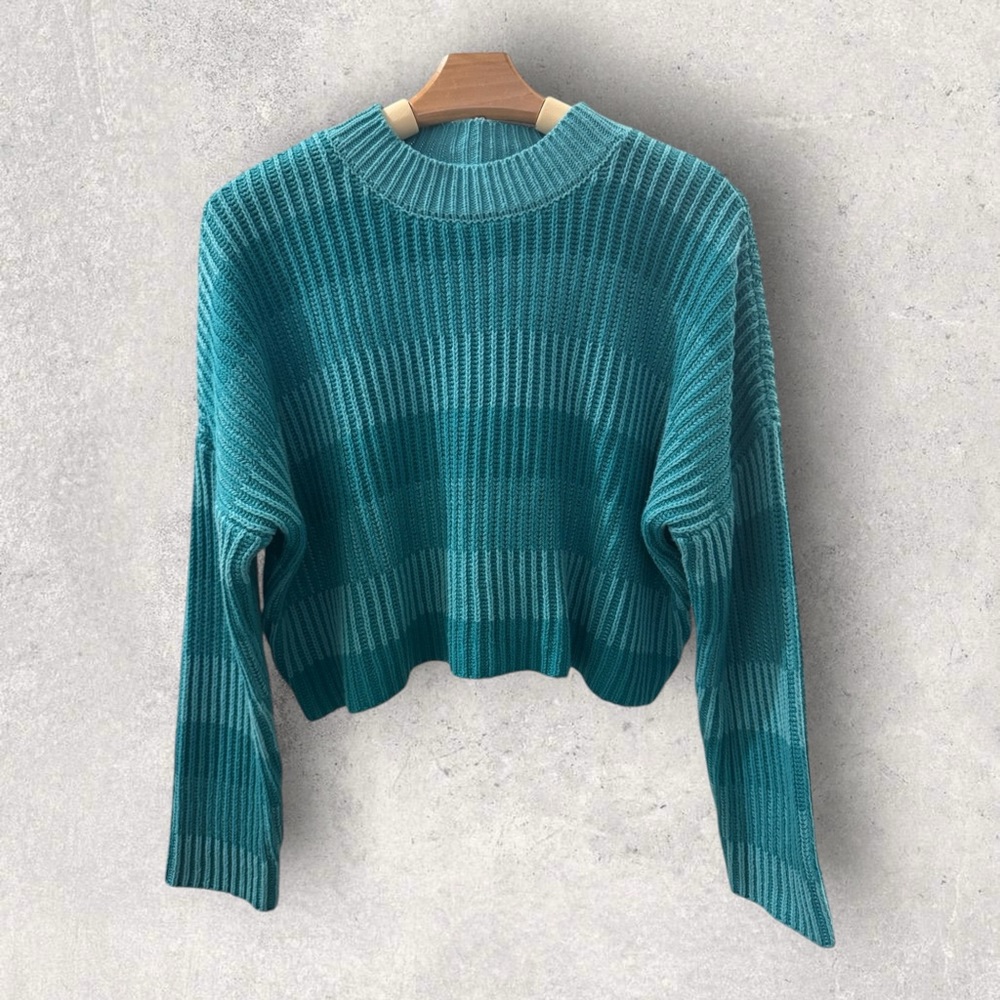 Sincerely Jules Teal Ribbed Crew Neck Sweater